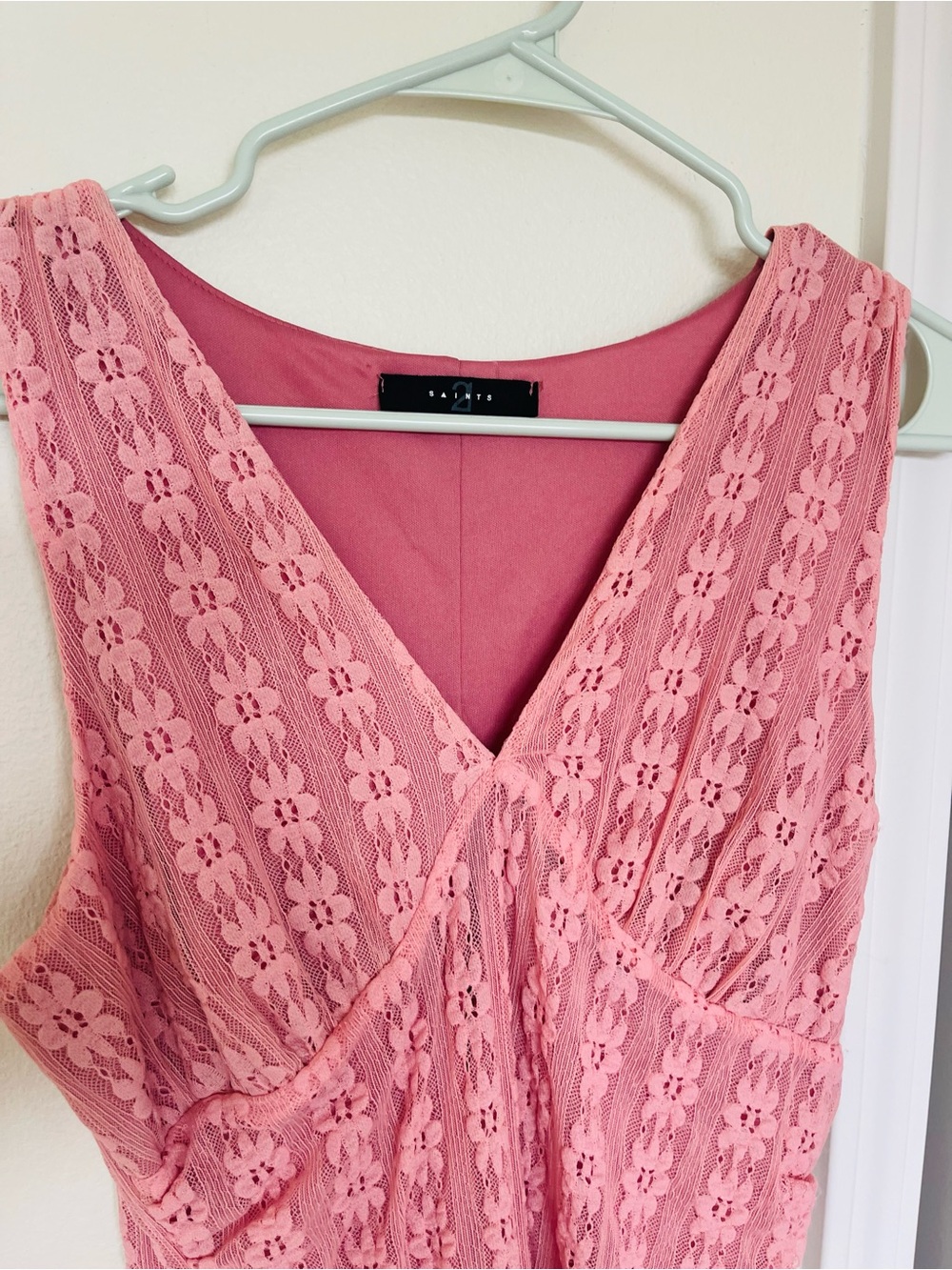 Pink Lace V-Neck Mini Dress